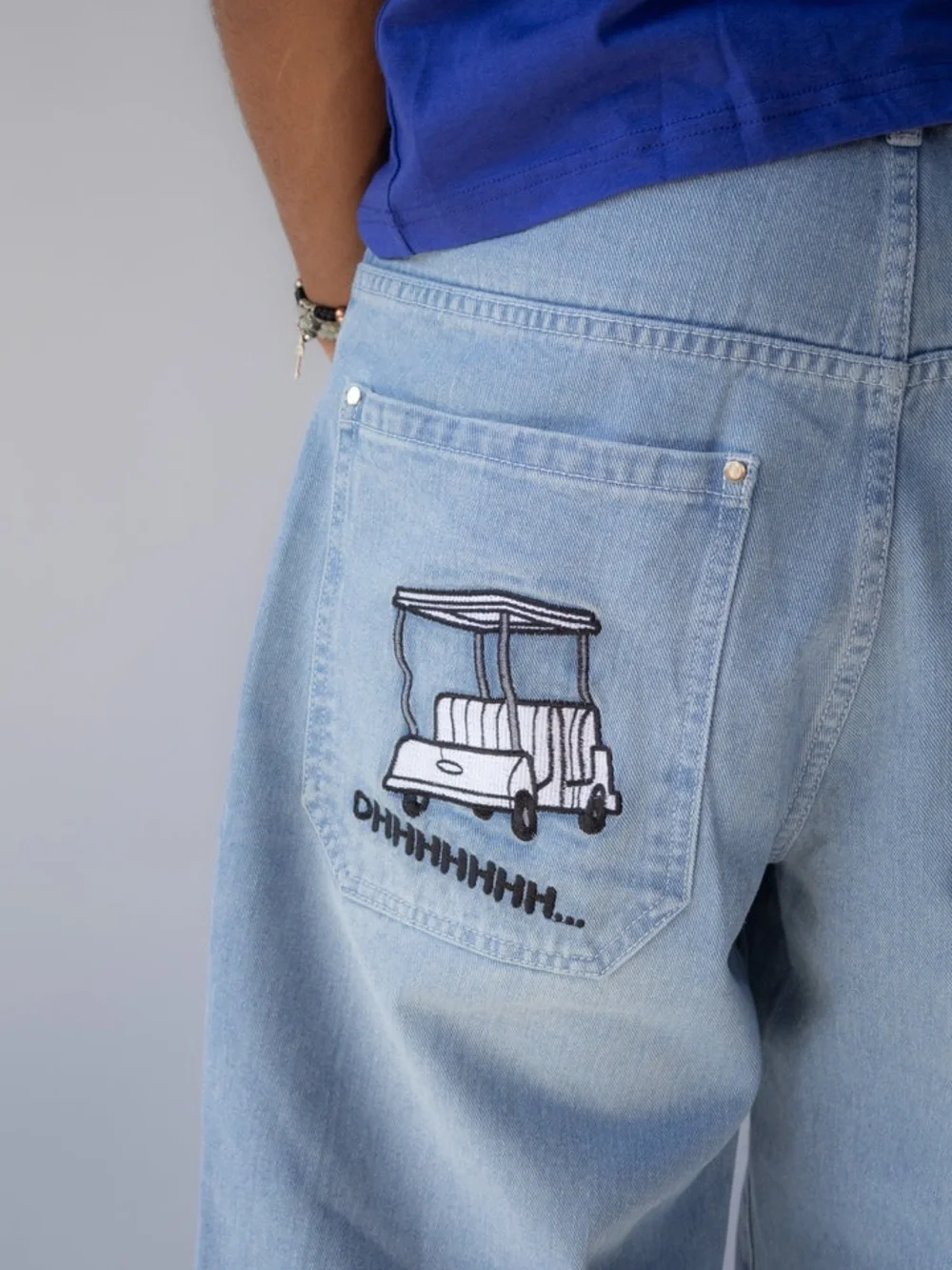 Splittoons Blue Bird Denim Light Wash Embroidered Baggy Jeans Streetwear Size 28